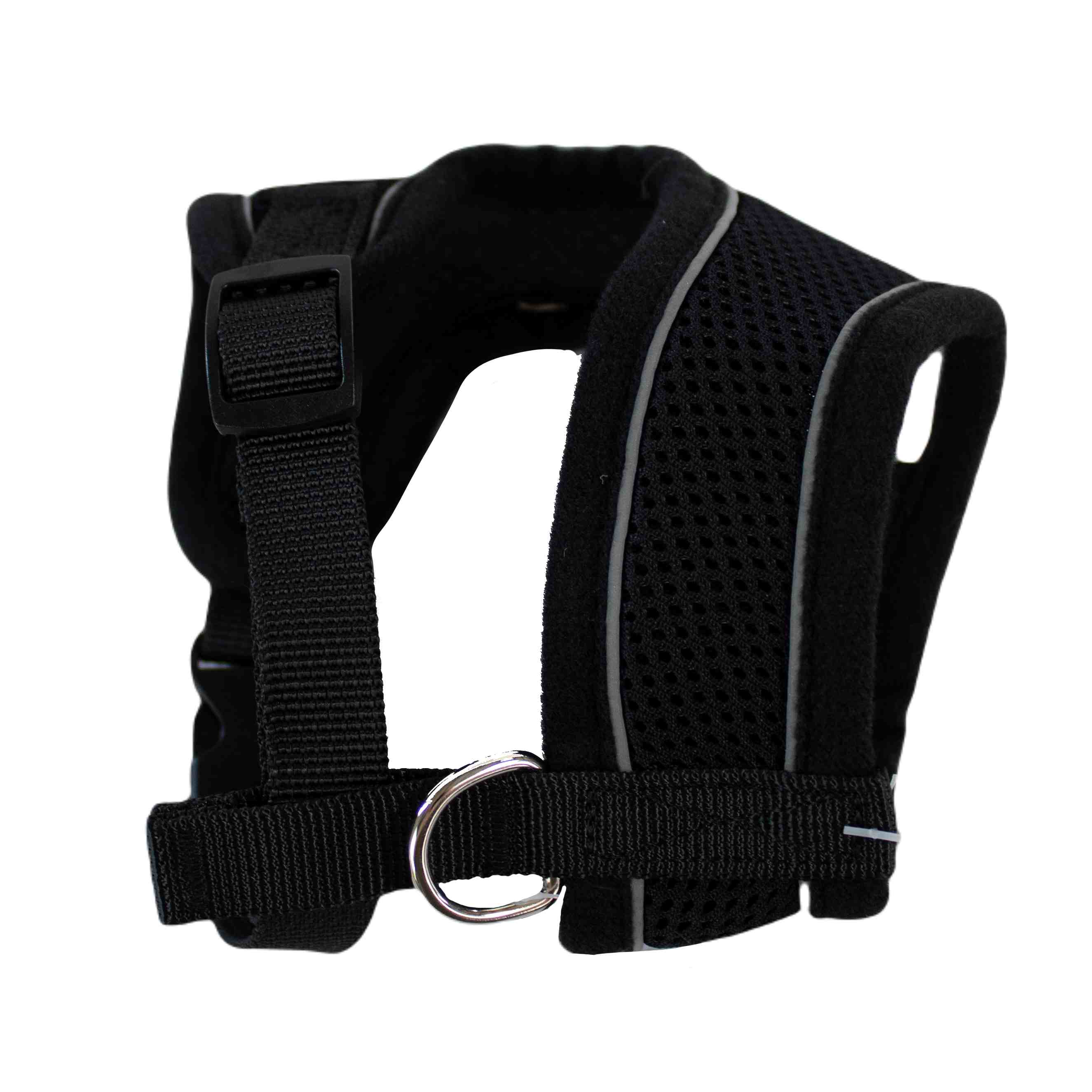 Finnero | Hundegeschirr Light | Schwarz | Reflektierend | Mesh | einfach verstellb. | versch. Größen