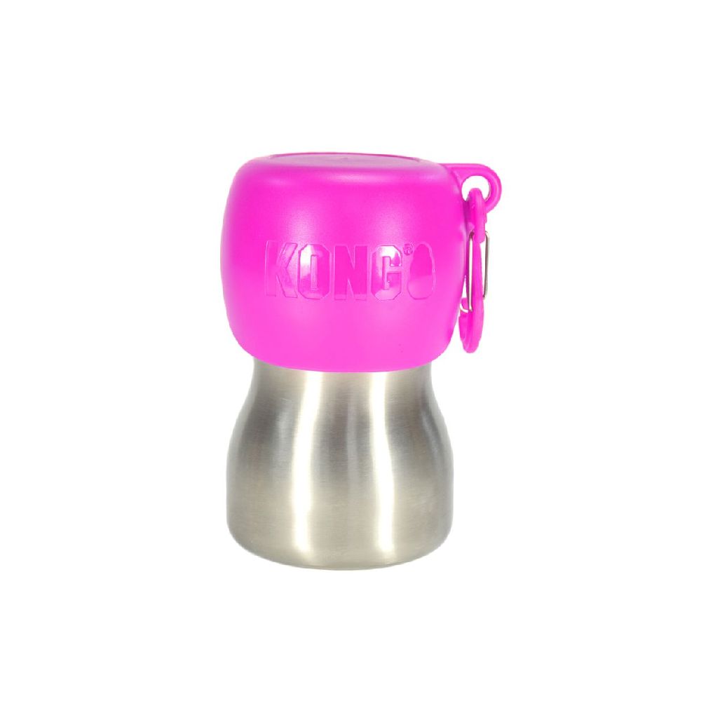 Kong | Hundetrinkflasche | 255 ml | Edelstahl | versch. Farben | mit Karabiner | Langlebig | Robust