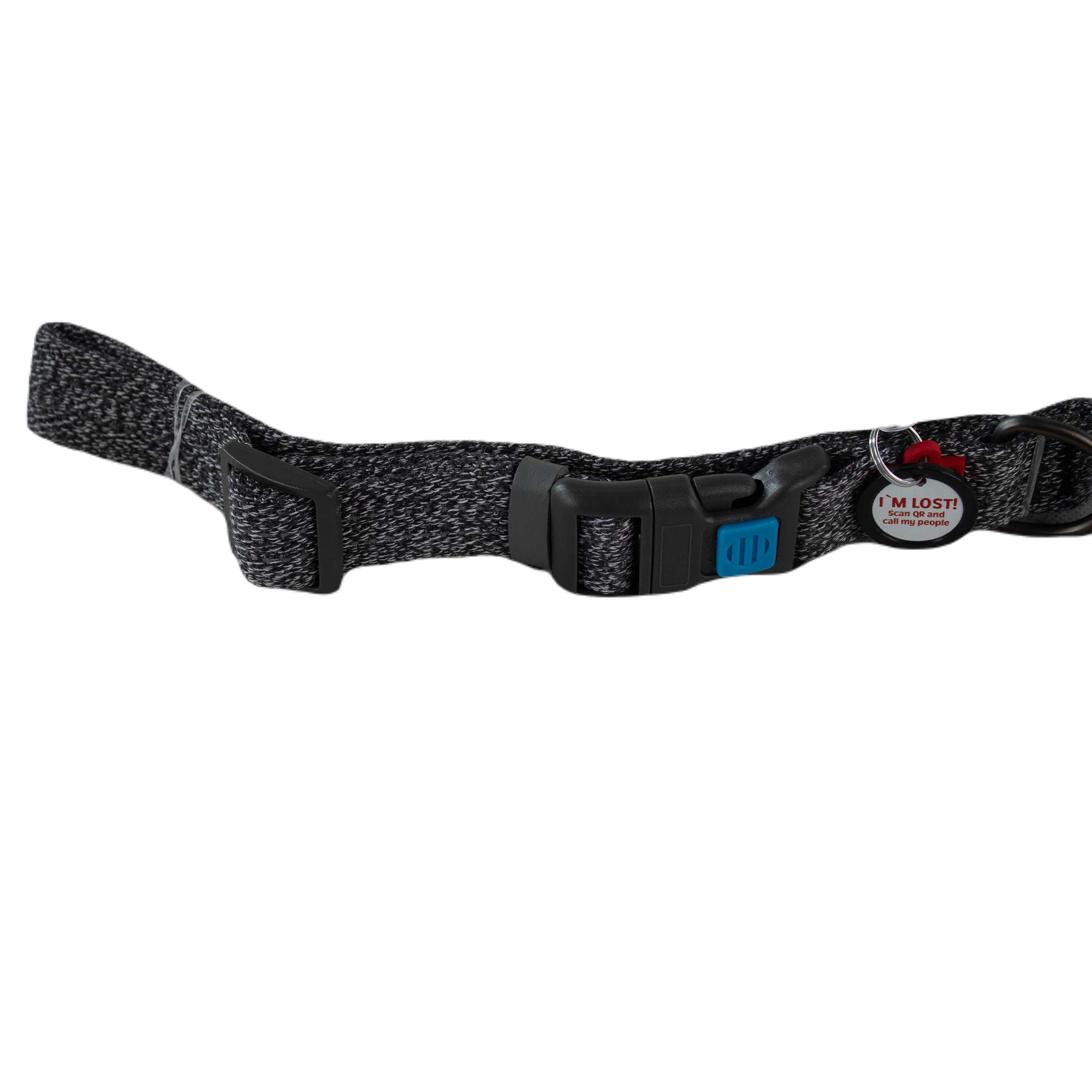 WAUDOG | Hundehalsband Re-cotton | Smart-Tag Anhänger | Recycelte Baumwolle | Grau | versch. Größen