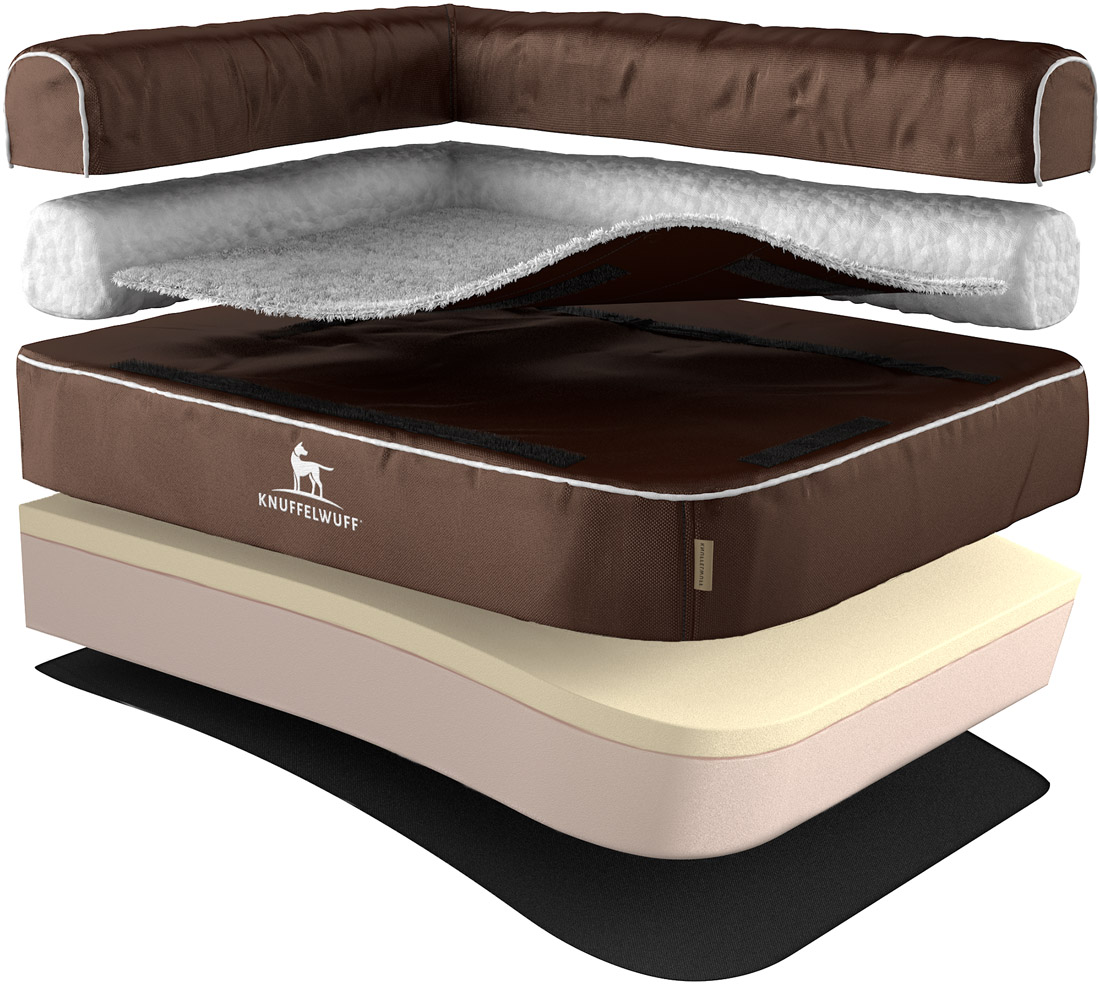 Knuffelwuff | Orthopädisches Eck Hundebett Arizona | Ergonomisch | Hundematratze | Memory Foam