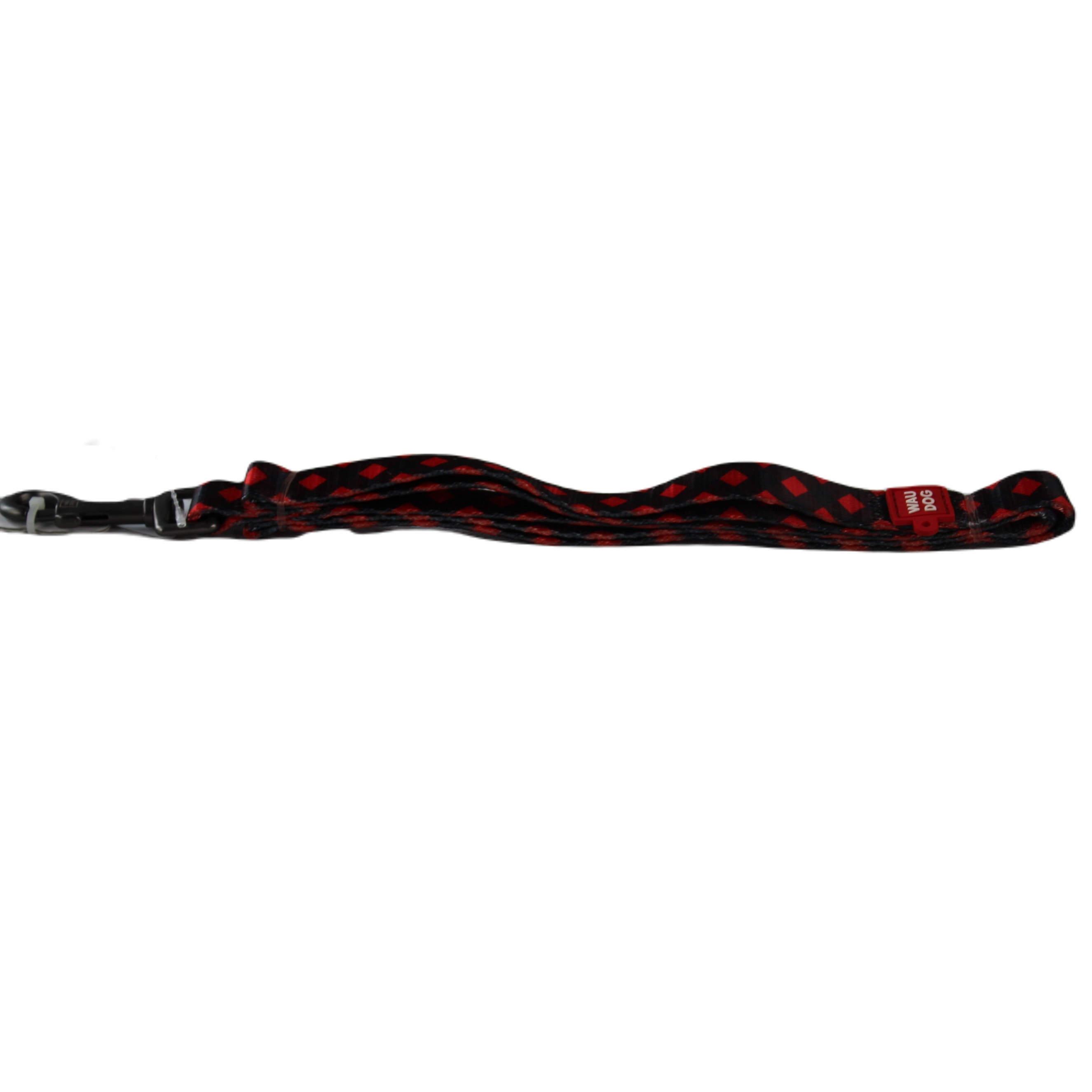 WAUDOG | Hundeleine Karo | Rot Schwarz | 122 cm Länge | Nylongewebe | verschleißfest