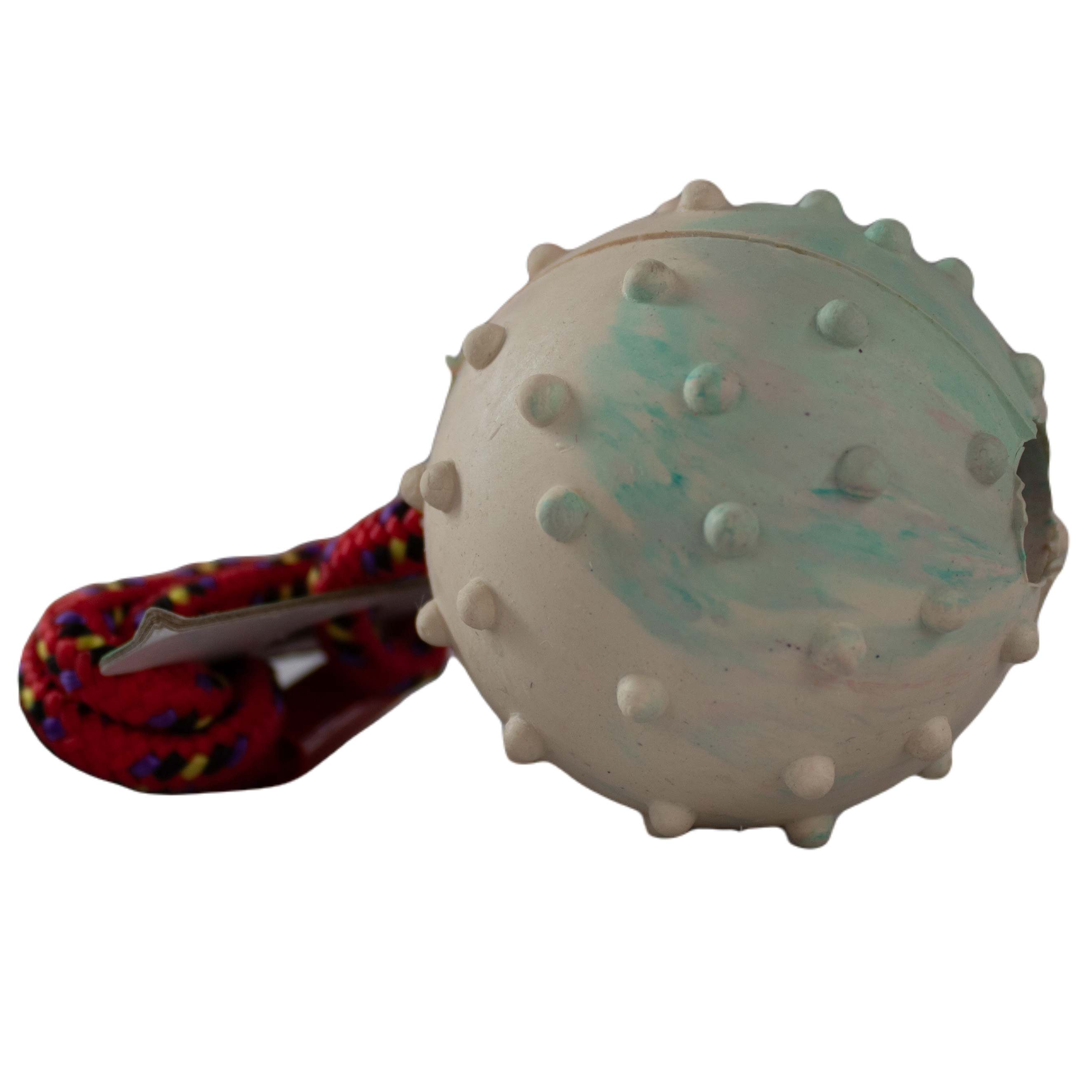 Hundespielzeug Ball am Seil | Bunt | Länge 30 cm | Wurfspielzeug | Apportieren | Hundeball