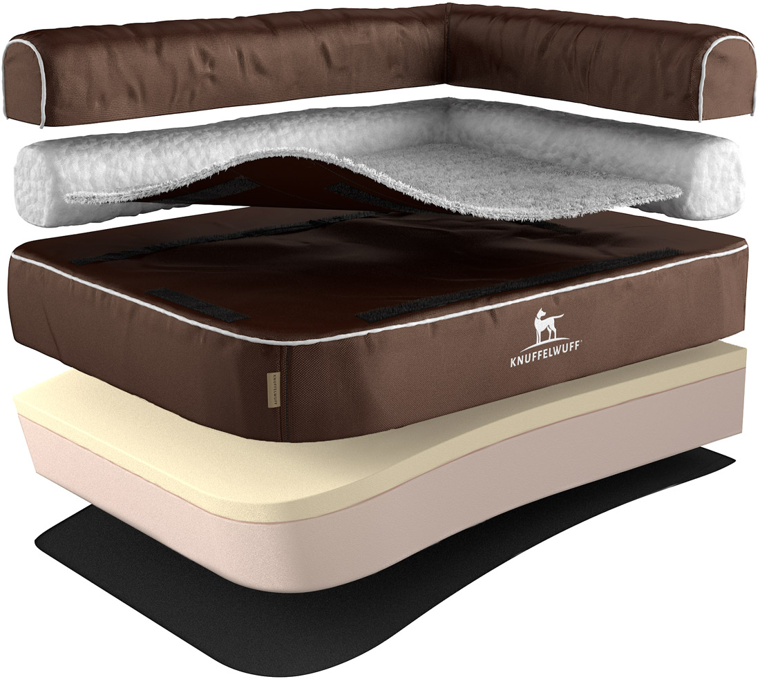 Knuffelwuff | Orthopädisches Eck Hundebett Arizona | Ergonomisch | Hundematratze | Memory Foam