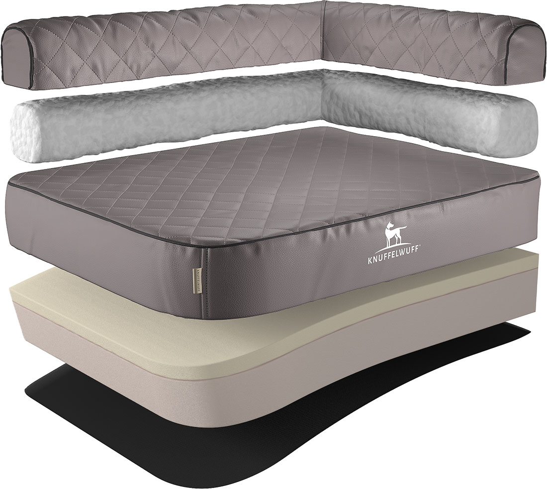 Knuffelwuff | Orthopädisches Eck Hundebett Winslow | Ergonomisch | Hundematratze | Memory Foam