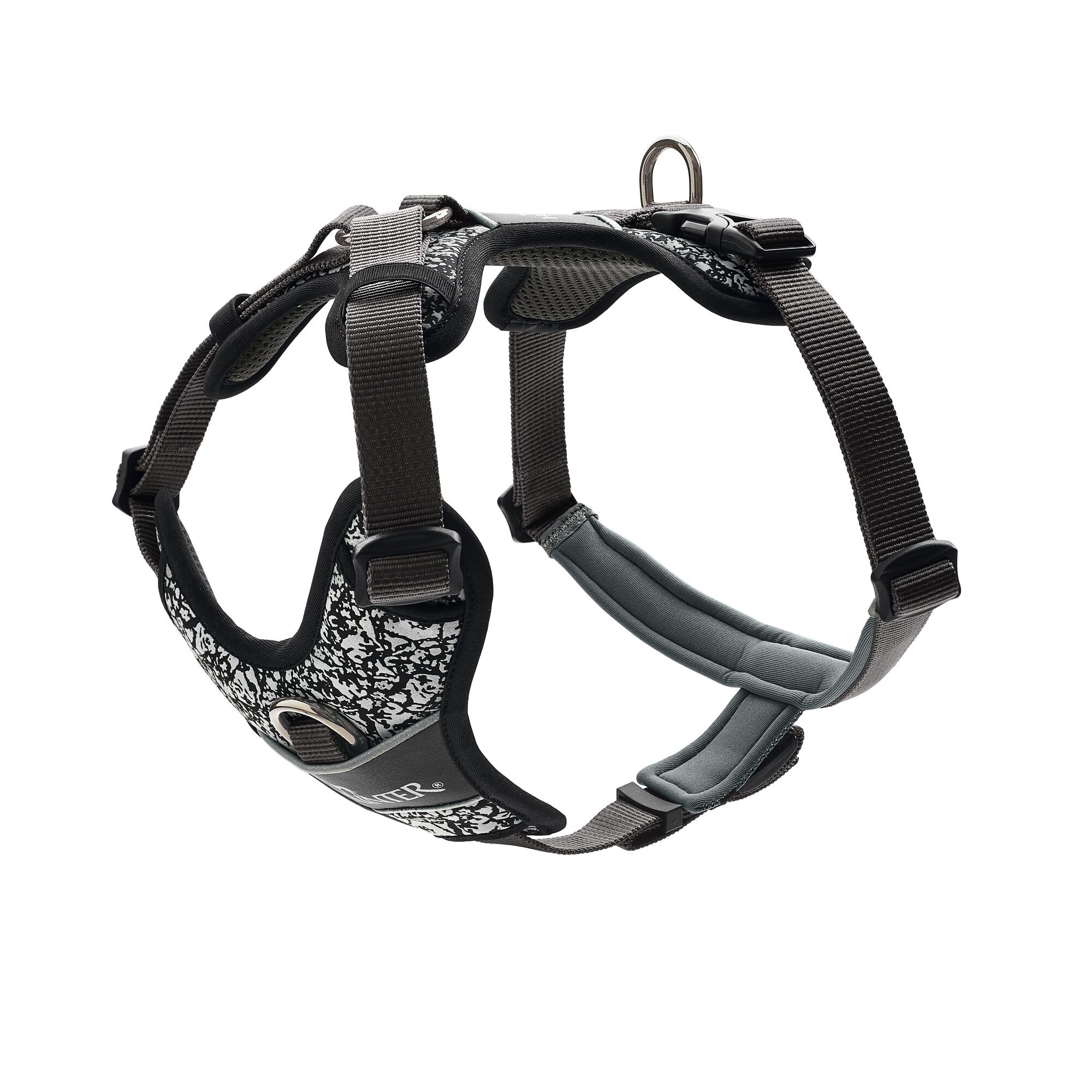 Hunter | Hundegeschirr | Divo Reflect | Nylon | Robust | Pflegeleicht | Reflektierend | Rot-Grau