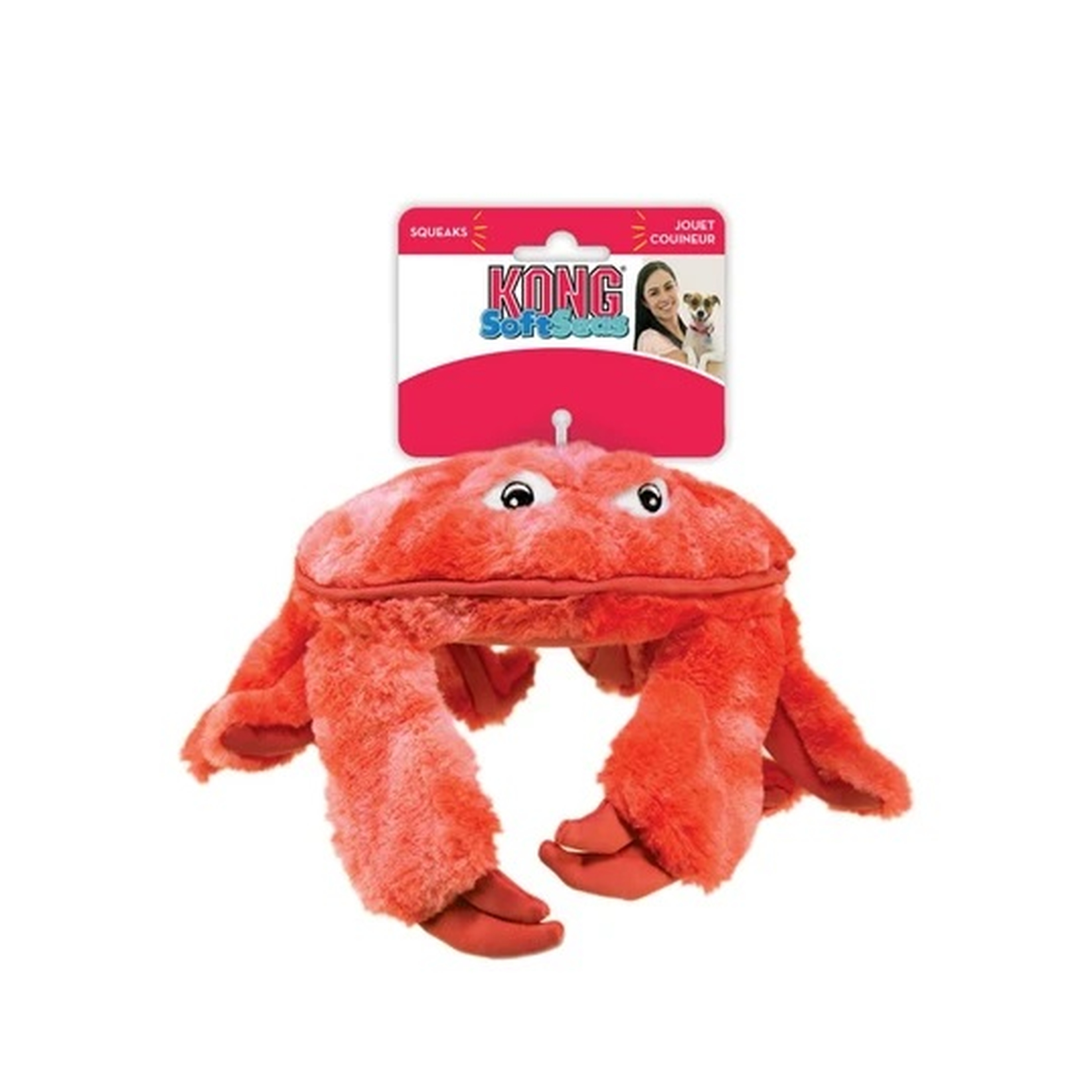 Hundespielzeug | Quietscher | Knistern | Kuscheltiere | 24x19 cm | Rot | Krabbe