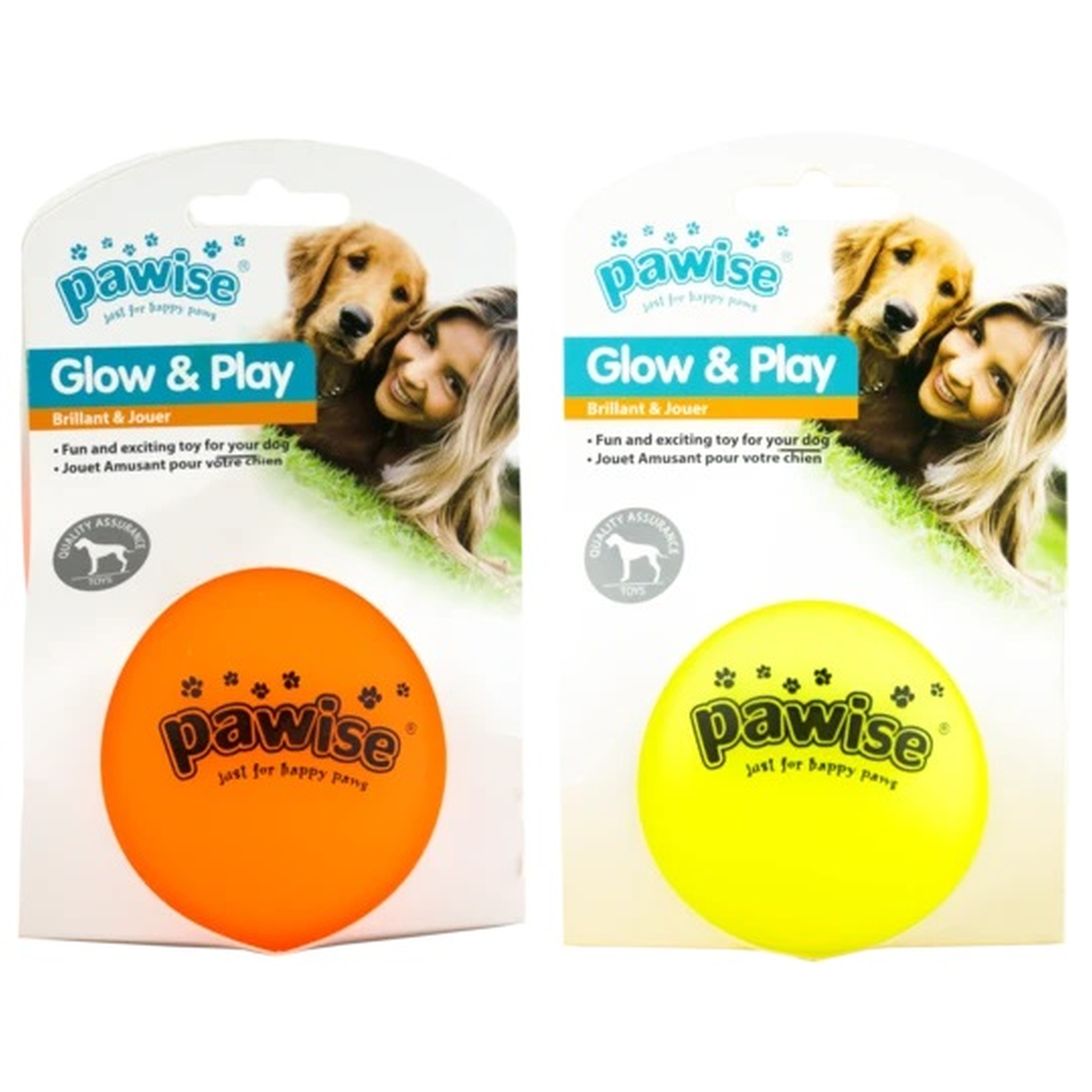 Hundespielzeug | Ball | leuchet im Dunkeln | Orange | Gelb | 4,8 cm | S