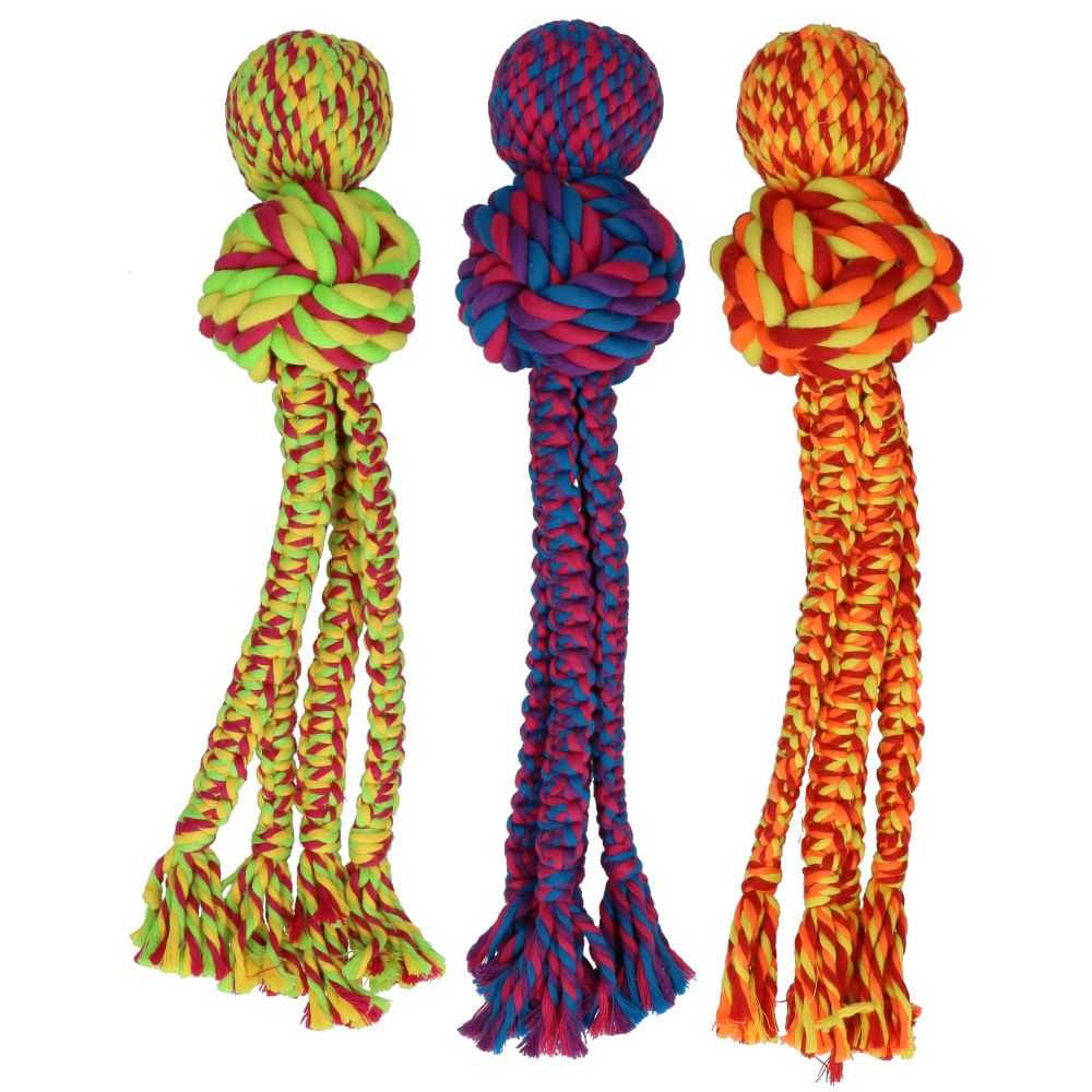 Hundespielzeug | Spielzeugseil |leicht zu werfen | L | Material:Natürliche Baumwolle | Größe:36 cm