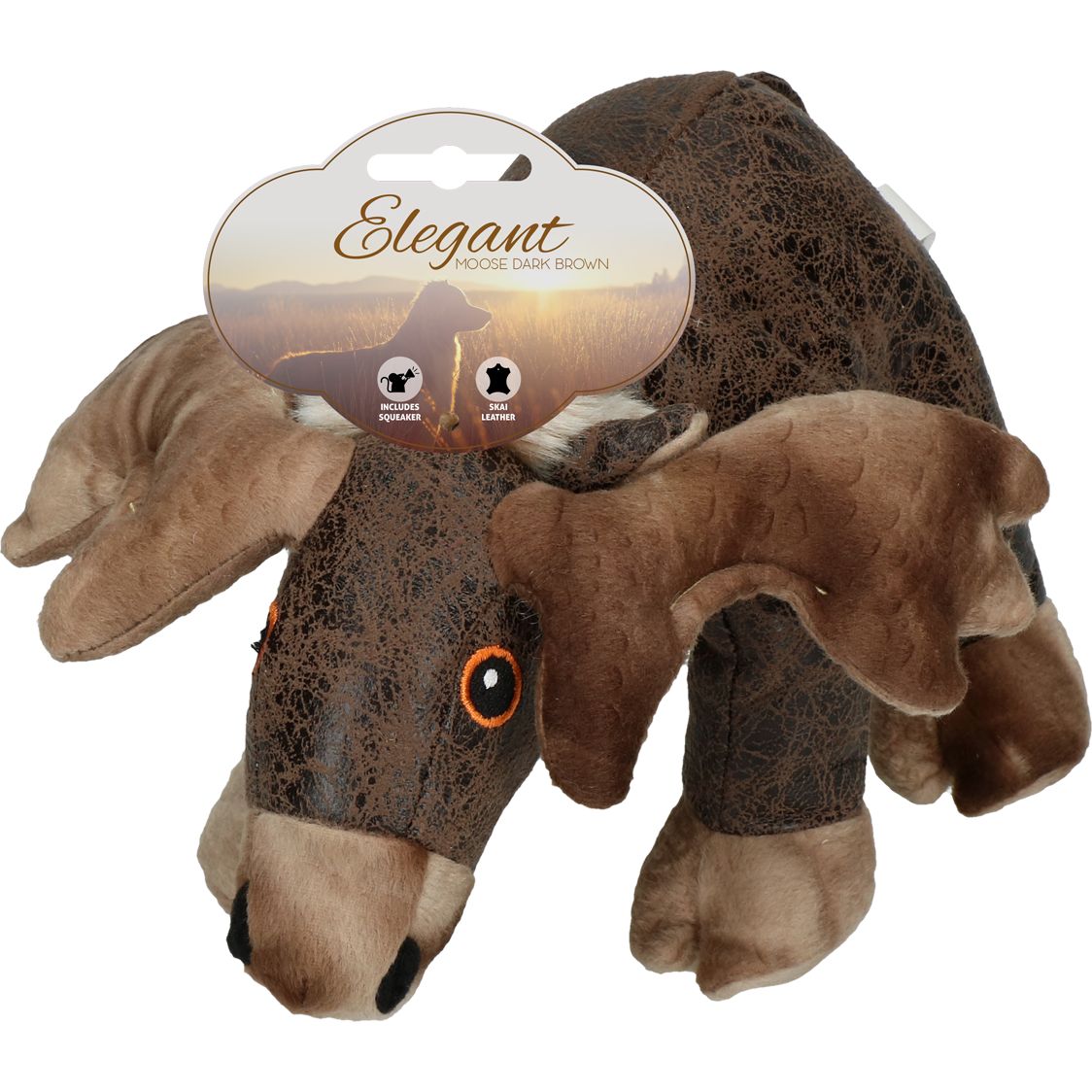 Elegant | Hundespielzeug | Elch | Kuscheltier | Kunstleder | versch. Farben | mit Quietscher