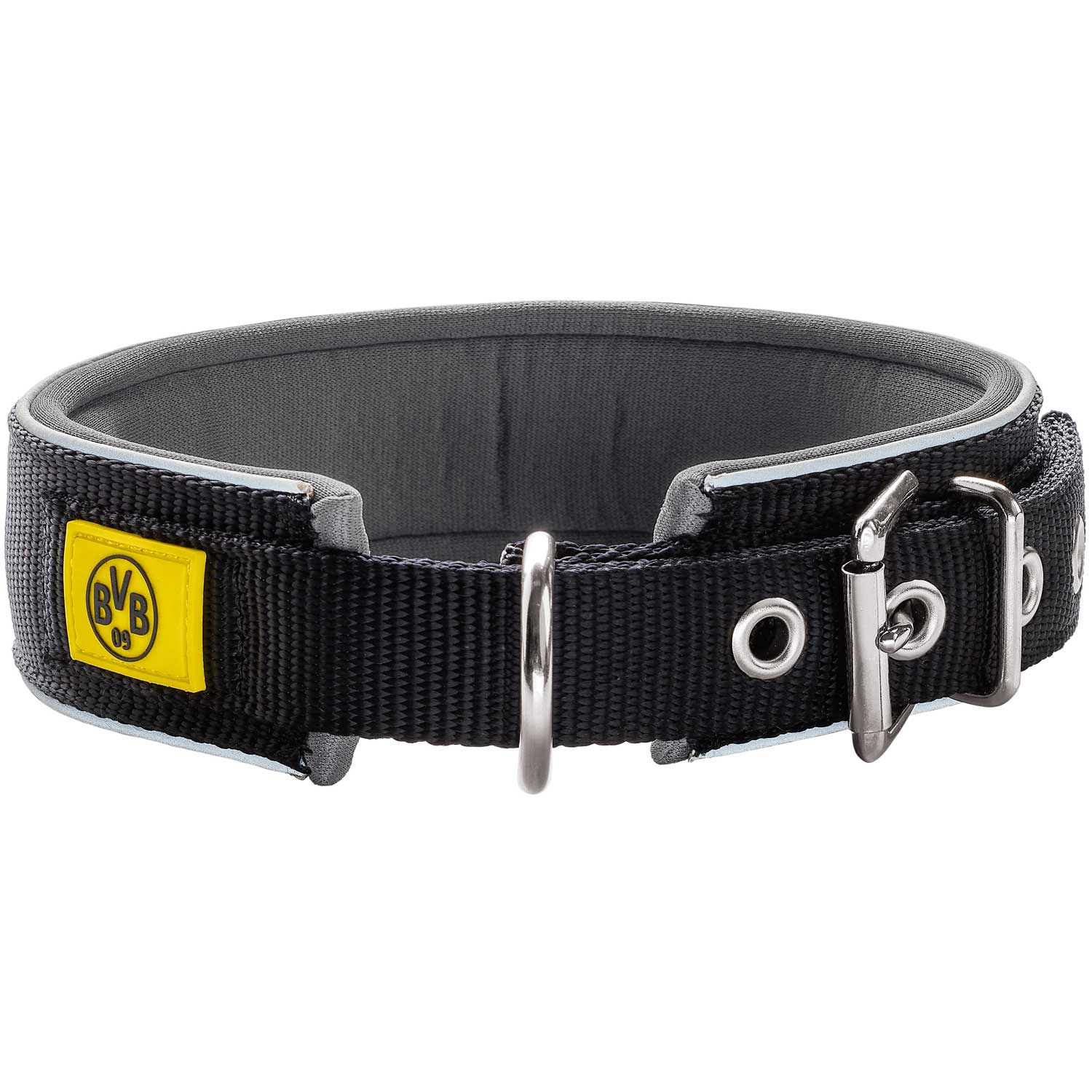 Hunter | Hundehalsband | Neopren Reflect BVB | Fanartikel | Reflektierend | Nylon | versch. Größen
