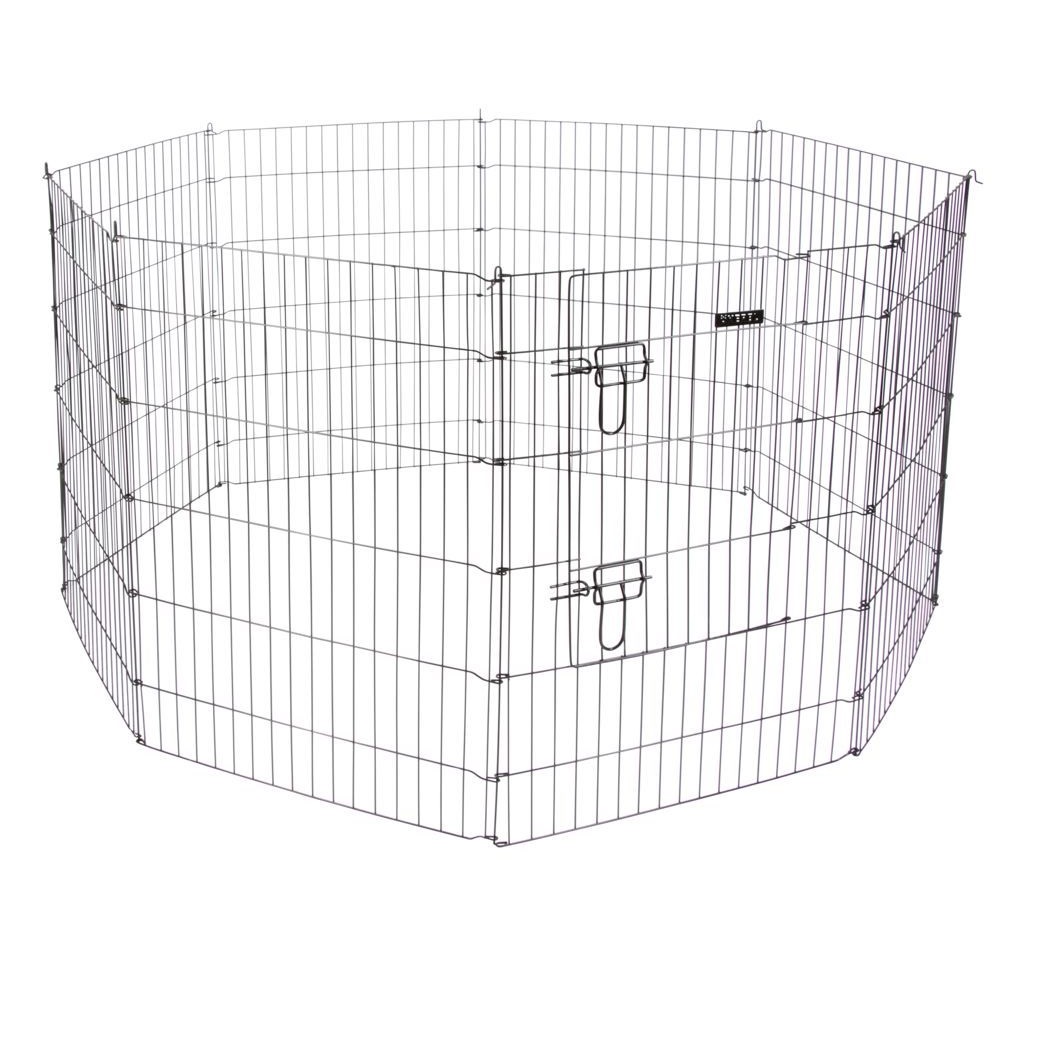 Kleintierkäfig | Grau | Größe 78x57cm | 8 Gitter mit Tür | Welpen-& Kleintiergehege | Metall