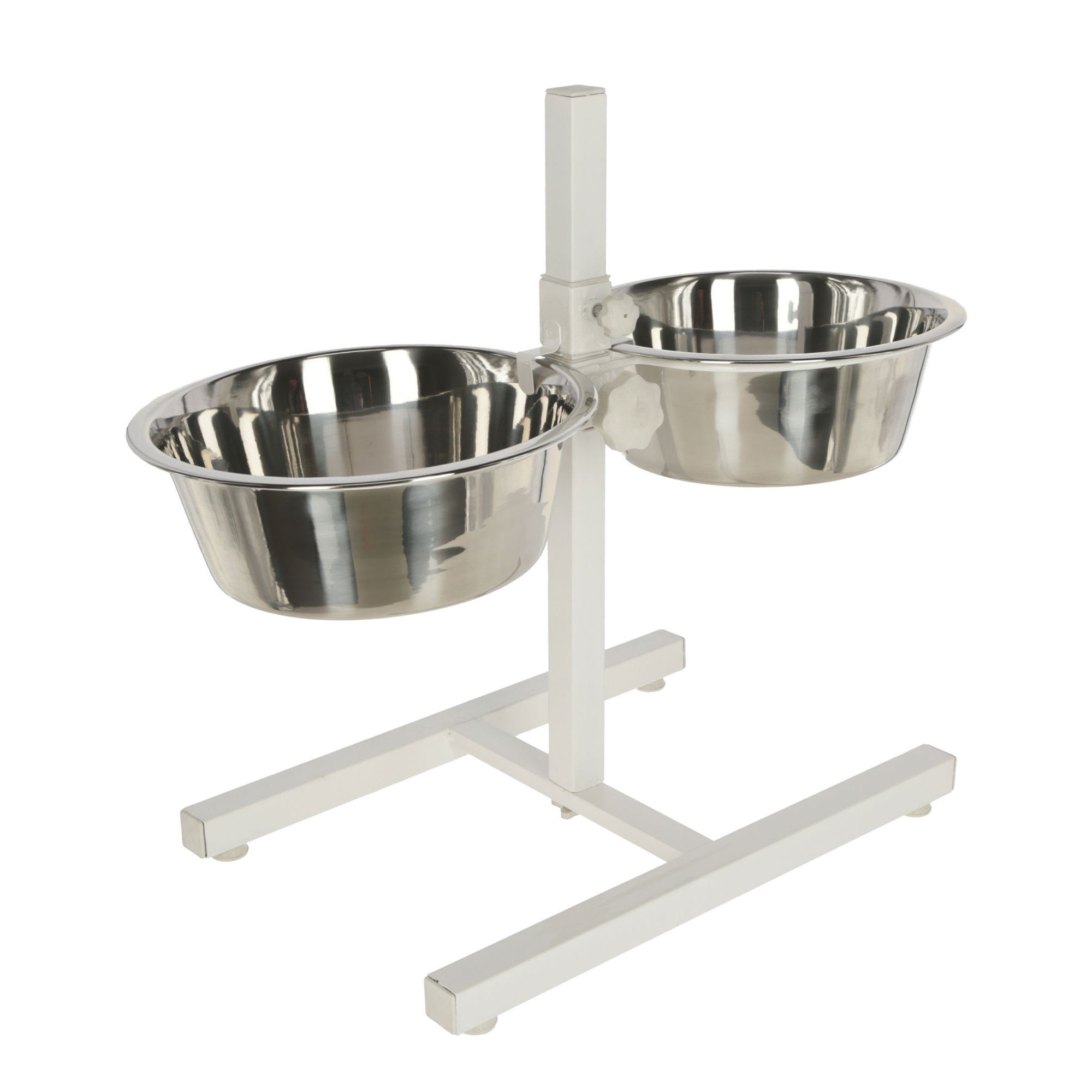 Coperani | Futterstation für Hunde | Weiß | inkl. 2 Näpfe | Höhenverstellbar