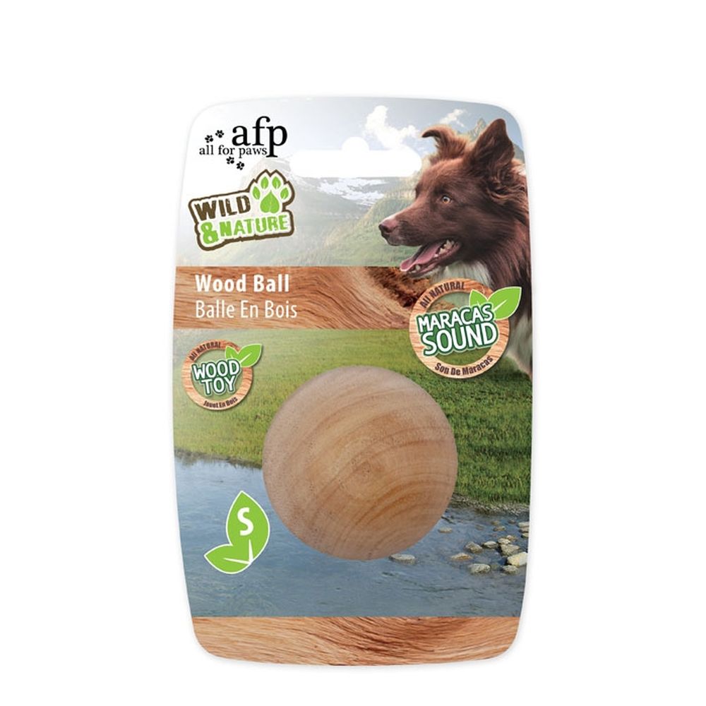Hunde Spielzeug  | Wild and Nature | Maracas Kugel aus Holz | S | Durchmesser: 4.5 cm