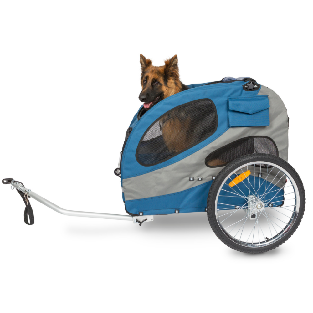 Petsafe | Happy Ride für Hunde bis 50 kg | Hundeanhänger | Blau | Aluminium Dog Bicycle Trailer