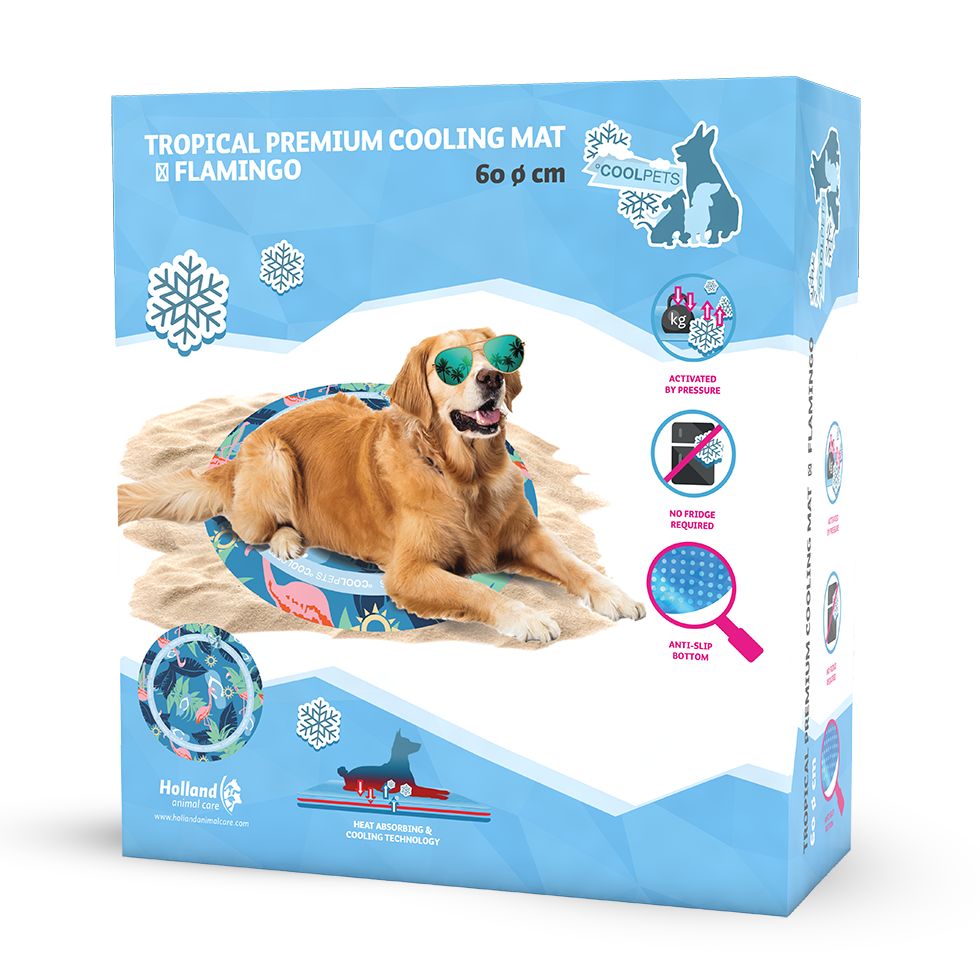 Coolpets | Hundematte | CoolPets Tropical Premium Cooling Mat Flamingo | Kühlmatte | Anti-Rutsch