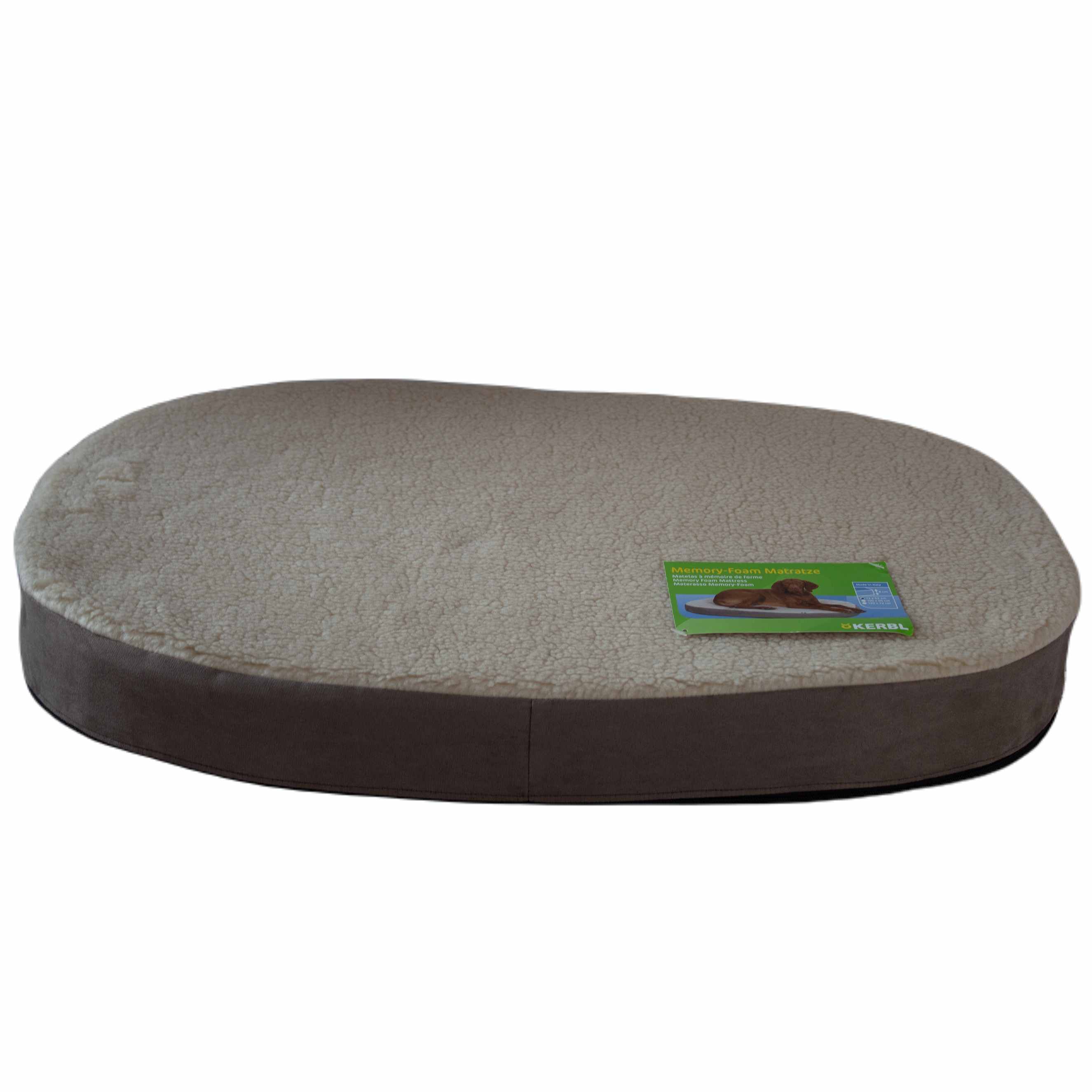 Hundebett Memory-Foam | Beige Anthrazit | 72 x 52 x 8 cm | Ovales ergonomisches Liegekissen
