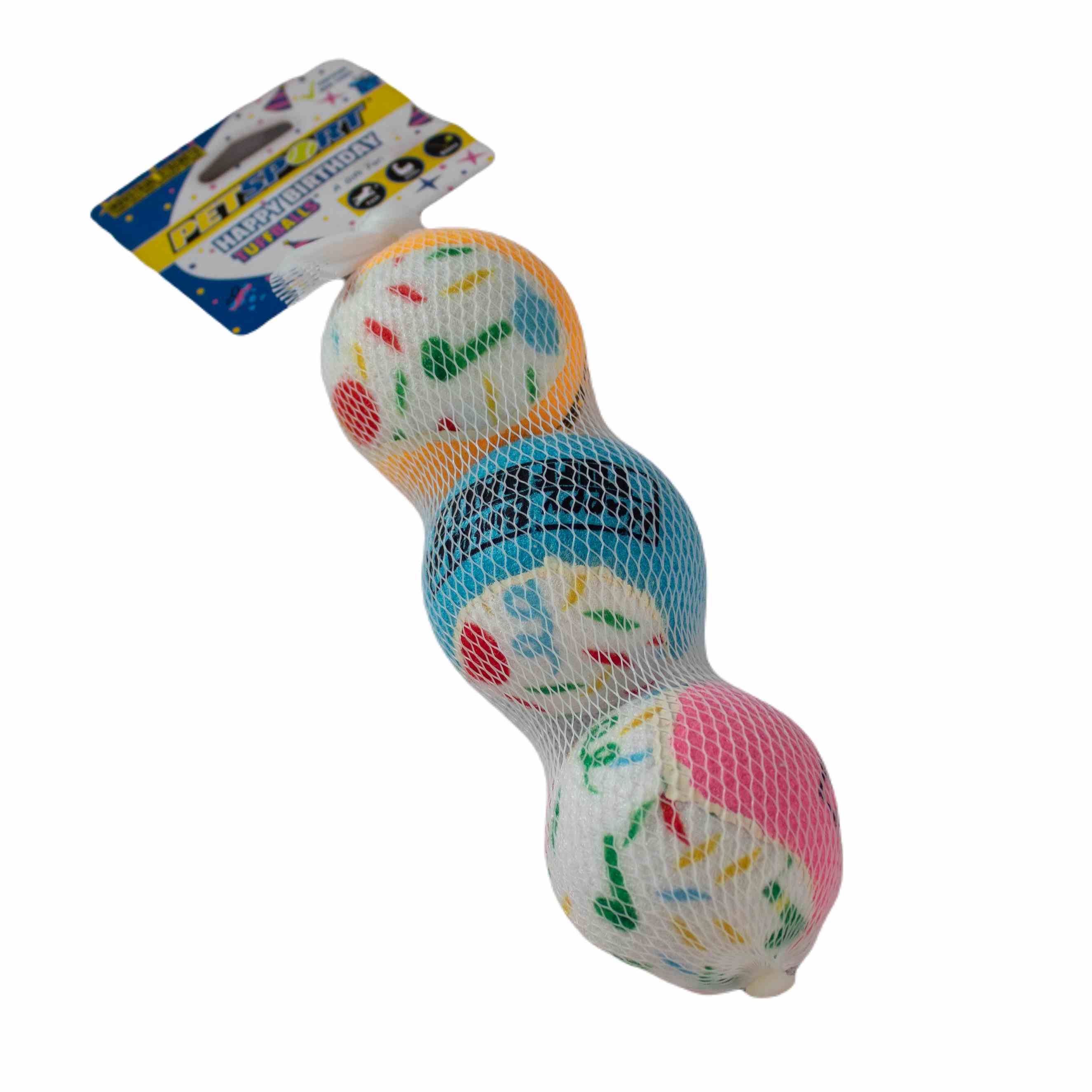 Hundespielzeug | Zahnschonend | dickes Material | 3 Stk Tennisball | Gelb | Blau | Gummi | 6 cm