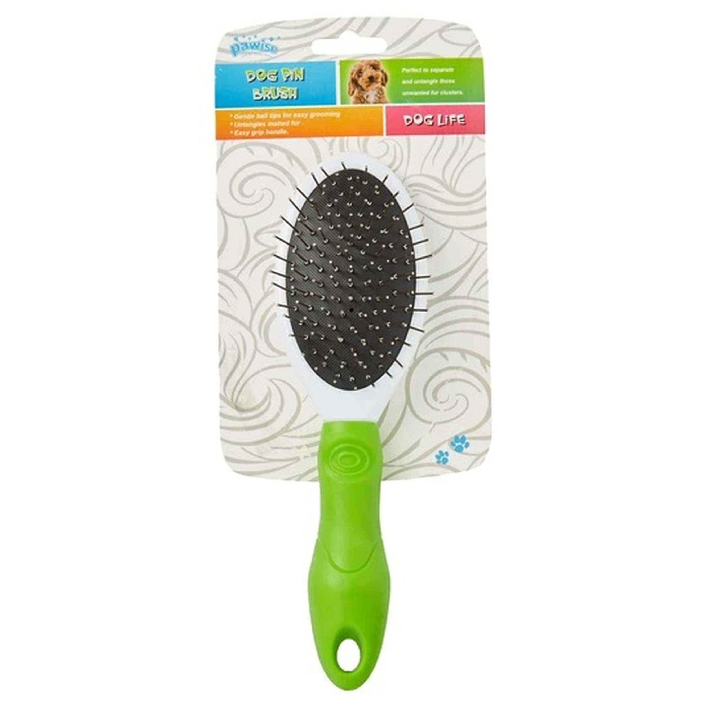Hundepflege | Bürste | weich | stimulierend | Grün | Orange | Gummi | 23.5 cm