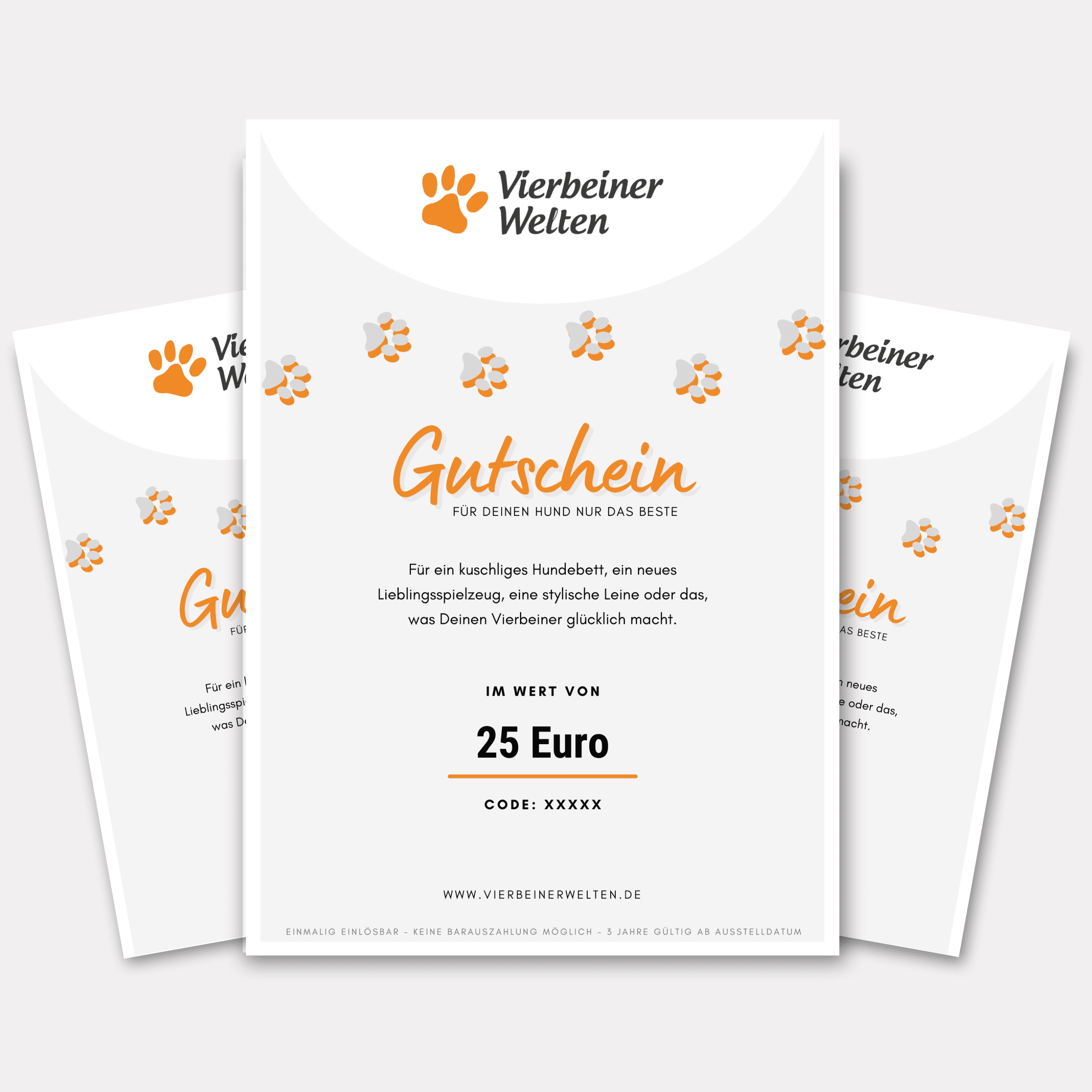 Vierbeinerwelten Geschenkgutschein | Ab 10 € | Bis 100 € | Zum Ausdrucken & Verschenken