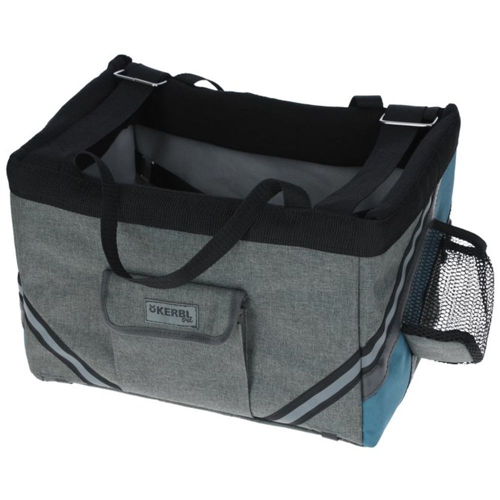 Coperani | Hunde Fahrradbox | Grau Blau | Gepolstert | Reflektierend | einfache Befestigung