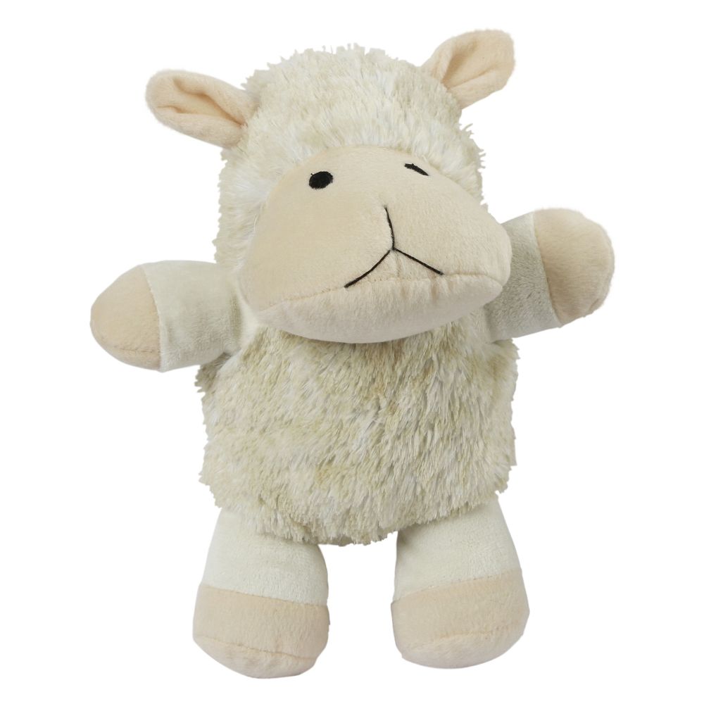 Hundekuscheltier Shaggy Schaf | Weiß | Größe 24 cm | Chenille Gewebe | Hundespielzeug