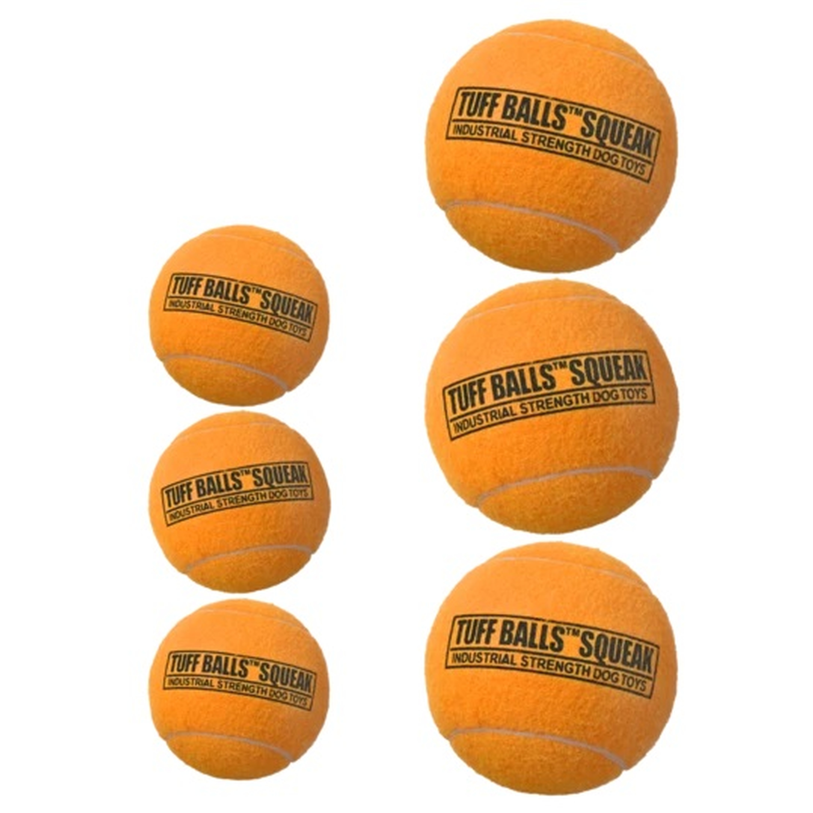 Hundespielzeug | Zahnschonend | farbecht | dicke Wand | 3 Stk | Orange | Gummi | 4,5 cm | Ball