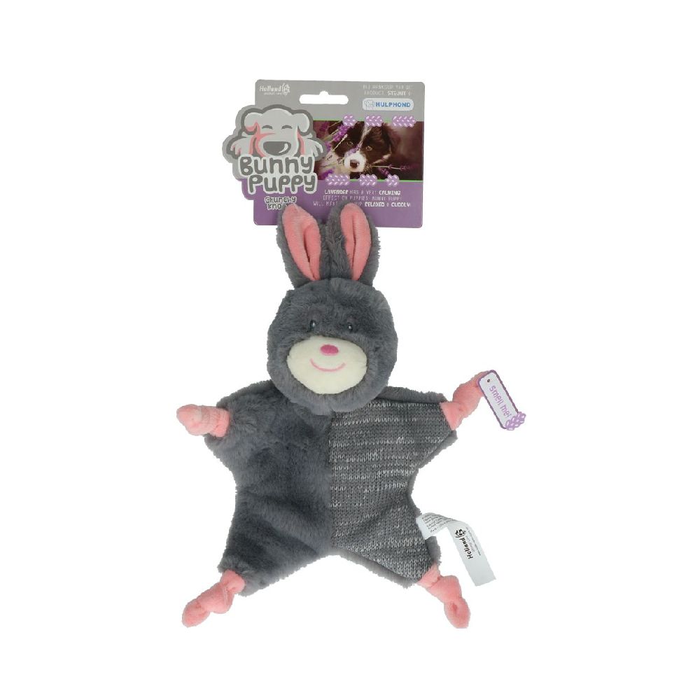 Bunny Puppy | Hundespielzeug | Kaninchen | Kuscheltier | Grau | mit Quietscher | Lavendel Füllung