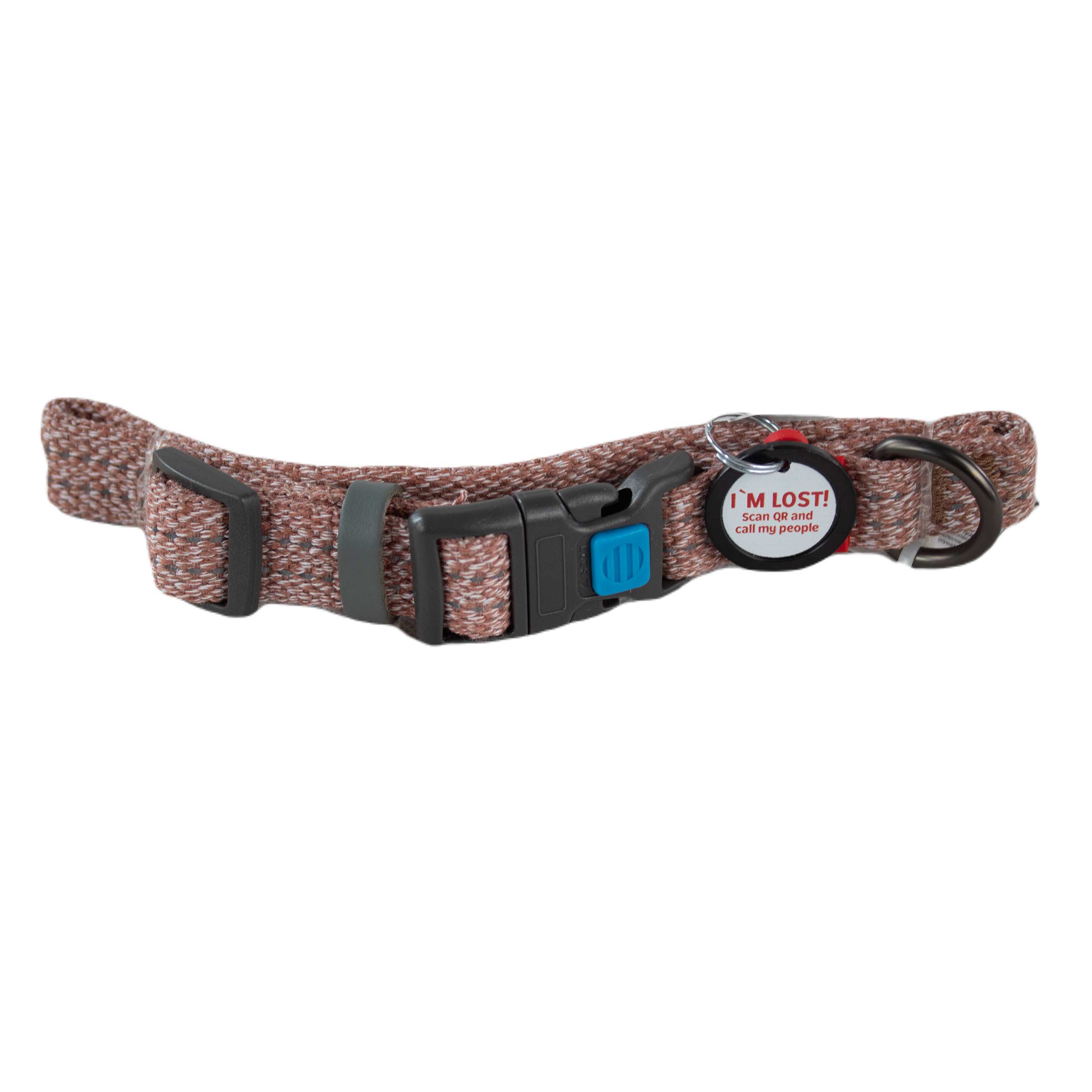 WAUDOG | Hundehalsband Re-cotton | Smart-Tag Anhänger | Recycelte Baumwolle | Braun | versch. Größen
