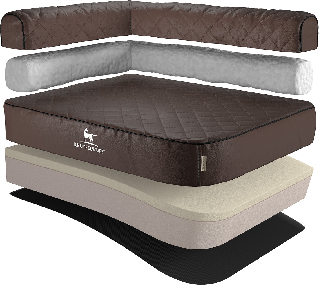 Knuffelwuff | Orthopädisches Eck Hundebett Winslow | Ergonomisch | Hundematratze | Memory Foam