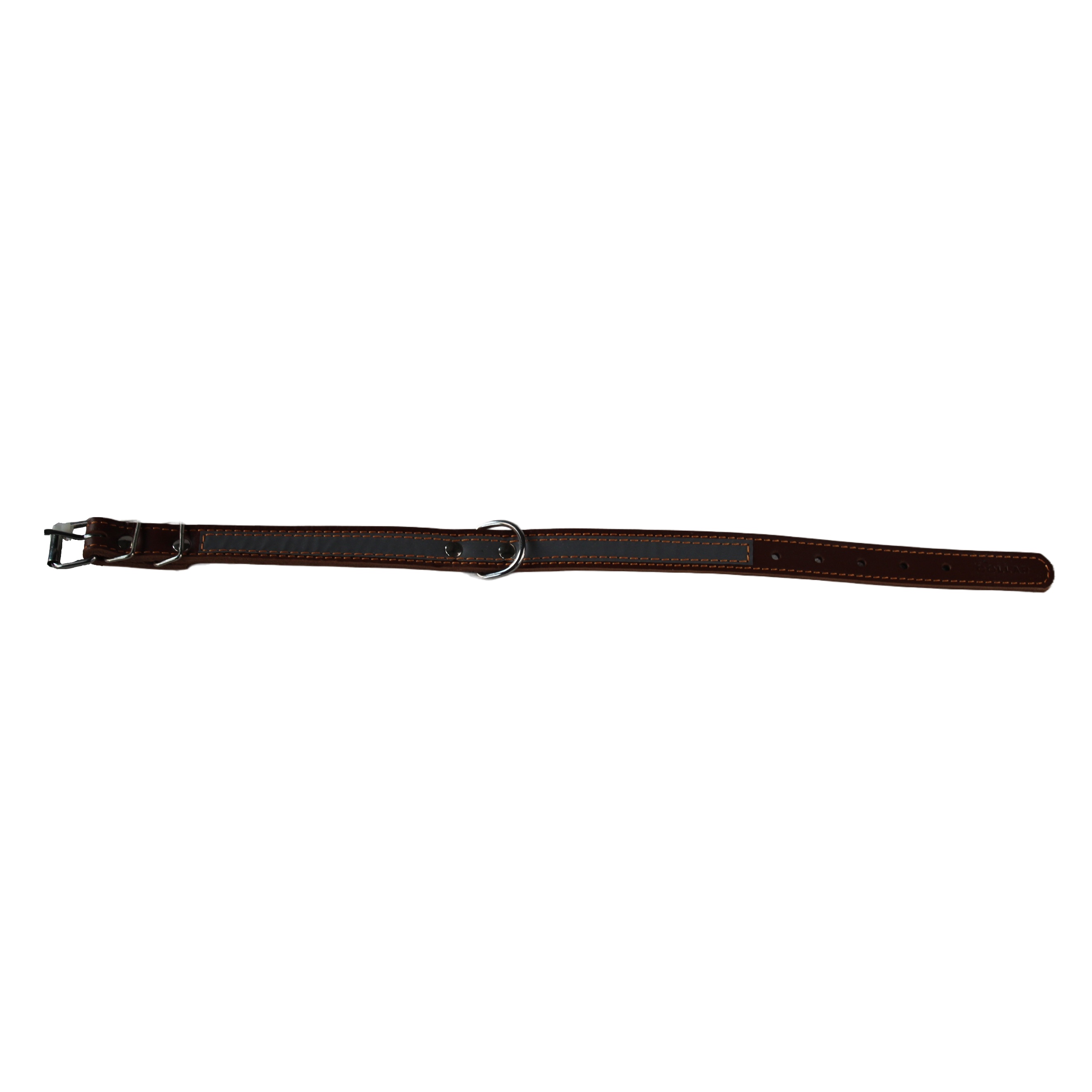 Halsband | Braun | 32-40 cm Halsumfang | Lederhalsband mit reflektierenden Streifen in grau