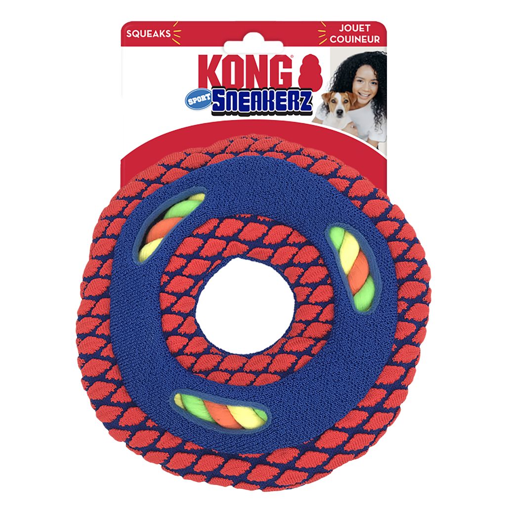 KONG | Hundespielzeug | Sneakerz Sport Disc | Frisbee | Wurfspielzeug | mit Seil