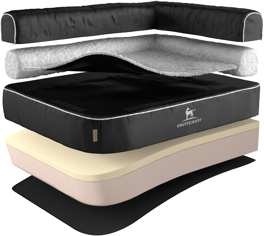 Knuffelwuff | Orthopädisches Eck Hundebett Arizona | Ergonomisch | Hundematratze | Memory Foam