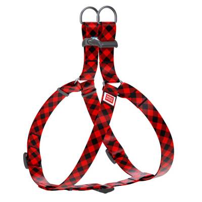 Collar | Hundegeschirr WAUDOG | Rot Schwarz | versch. Größen | Kariertes Hundegeschirr aus Nylon