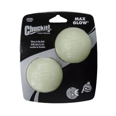 Hunde Spielzeug Ball Chuckit Max Glow M im 2er-Pack,durchmesser:6 cm