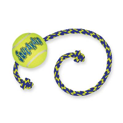 Hunde Spielzeug Ball Kong Air Squeaker Tennisball M mit Tau, Länge:520 mm,Durchmesser:6,35 cm,