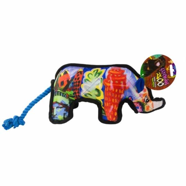 Hundespielzeug | weich | Zahngesundheit | Wurfspielzeug | Blau | Leinenstoff | 45 cm | Nashorn