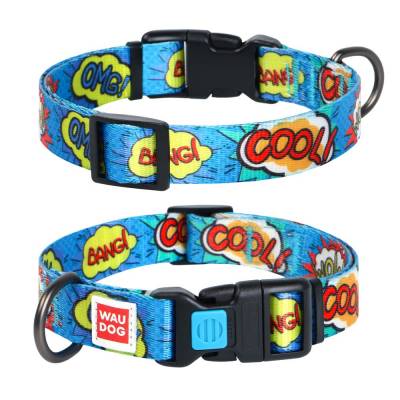 WAUDOG Hundehalsband Nylon Muster WOW Bunt S Halsumfang: 24-40 cm