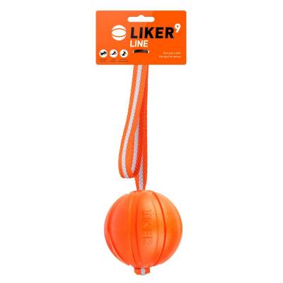 Hundeball Orange 5 cm Wurfball mit 35 cm Band